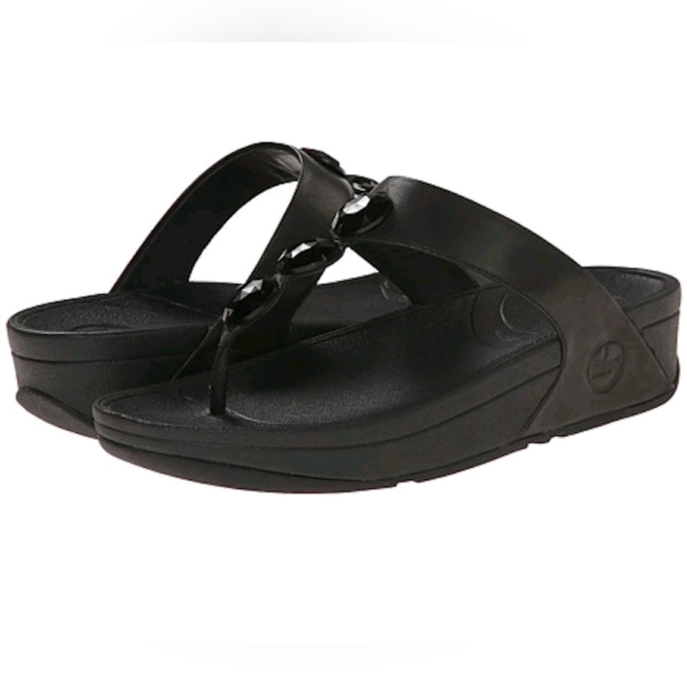 Fitflop Black Gem-Trim Thong Sandals